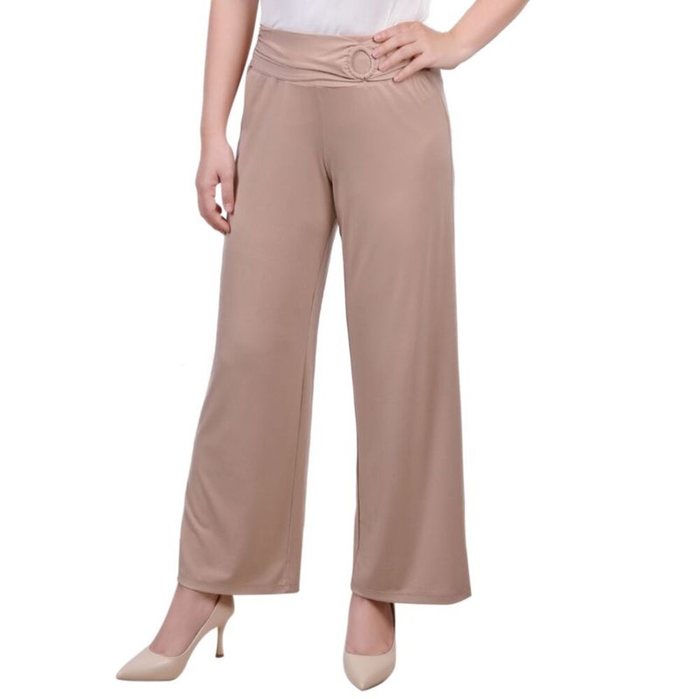 NY Collection Petite Cropped Pull On Pants With Sash